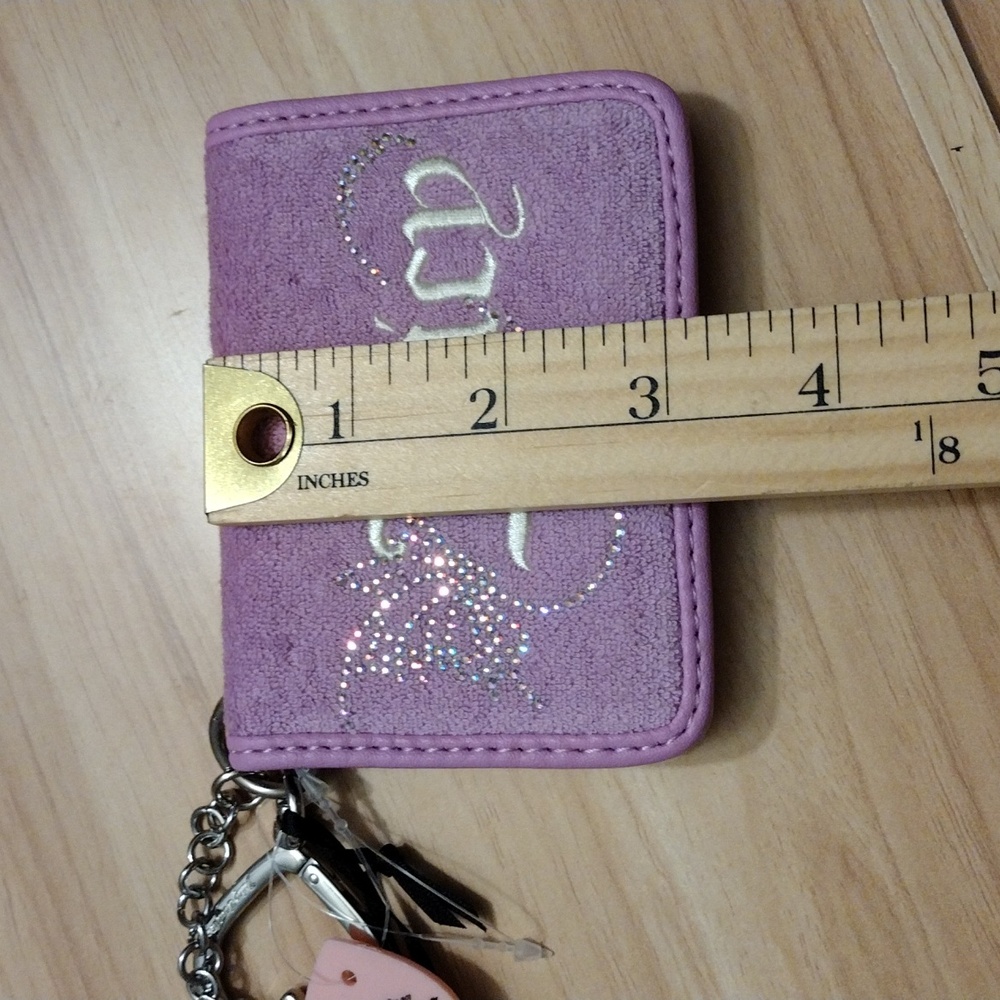 Juicy Couture Violet Tulle Wing It Card Case  with Heart Charm Key Fob 🦋✨ 🆕 - Picture 11 of 12